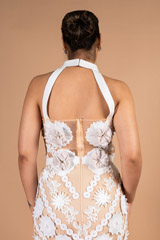 Beige And White Floral Embroidery GownDSC09602