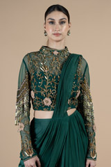 Hand Embriodered Tasseled Blouse With Drape BottomDSC08513