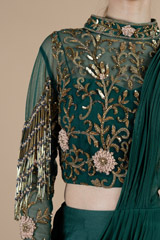 Hand Embriodered Tasseled Blouse With Drape BottomDSC08514