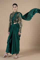 Hand Embriodered Tasseled Blouse With Drape BottomDSC08517