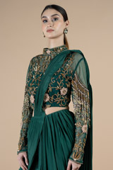 Hand Embriodered Tasseled Blouse With Drape BottomDSC08518