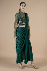 Hand Embriodered Tasseled Blouse With Drape BottomDSC08520