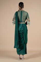 Hand Embriodered Tasseled Blouse With Drape BottomDSC08521