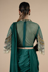 Hand Embriodered Tasseled Blouse With Drape BottomDSC08522