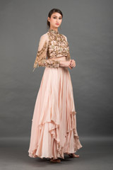 Peach Hand Embroidered Top Bottom Set_DSC8612-Edit