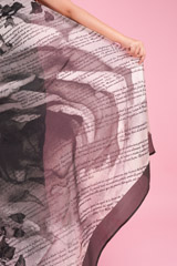Vintage Grey Rose Print SareeDSC00653