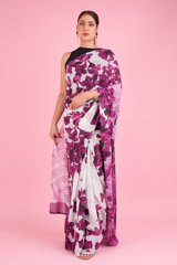 Vintage Purple Rose Print SareeDSC00624