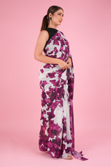 Vintage Purple Rose Print SareeDSC00627
