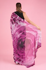 Vintage Purple Rose Print SareeDSC00629