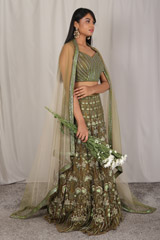 Green Hand Embroidered LehengaCRSIMG_5706