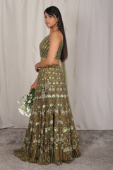 Green Hand Embroidered LehengaIMG_5718