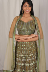 Green Hand Embroidered LehengaIMG_5741
