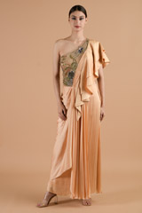 Hand Embroidered Ruffled Gown