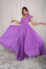 Ruffled One Shoulder Gown