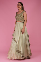 Green Embroidered Layered Top Bottom SetDSC02735