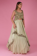 Green Embroidered Layered Top Bottom SetDSC02737