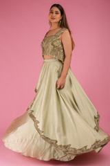 Green Embroidered Layered Top Bottom SetDSC02738