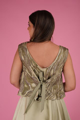 Green Embroidered Layered Top Bottom SetDSC02739