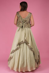 Green Embroidered Layered Top Bottom SetDSC02740