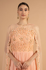 Peach Cape Drape GownDSC00887