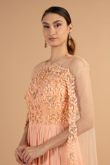 Peach Cape Drape GownDSC00889