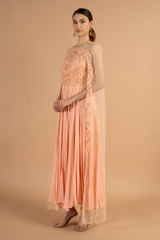 Peach Cape Drape GownDSC00890