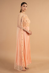 Peach Cape Drape GownDSC00891