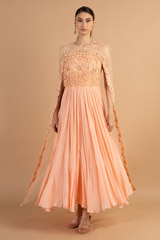 Peach Cape Drape Gown