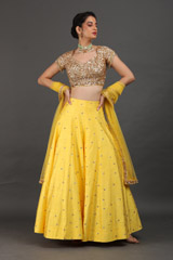 Yellow Raw Silk Lehenga