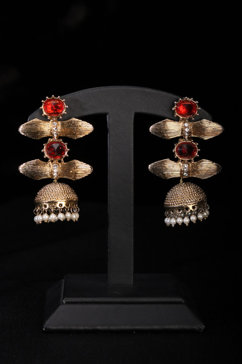 Pearl And Stone Earrings