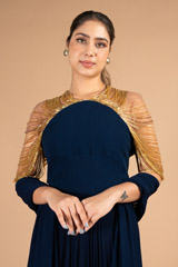 Navy Blue Shoulder Tassel GownDSC08233