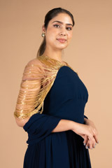 Navy Blue Shoulder Tassel GownDSC08238
