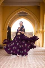 Printed Crop top with Palazzo and Cape