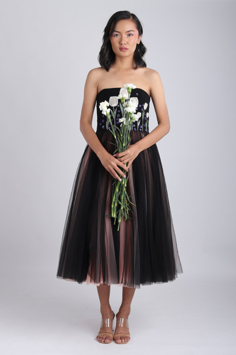 Off Shoulder Tulip Midi Dress