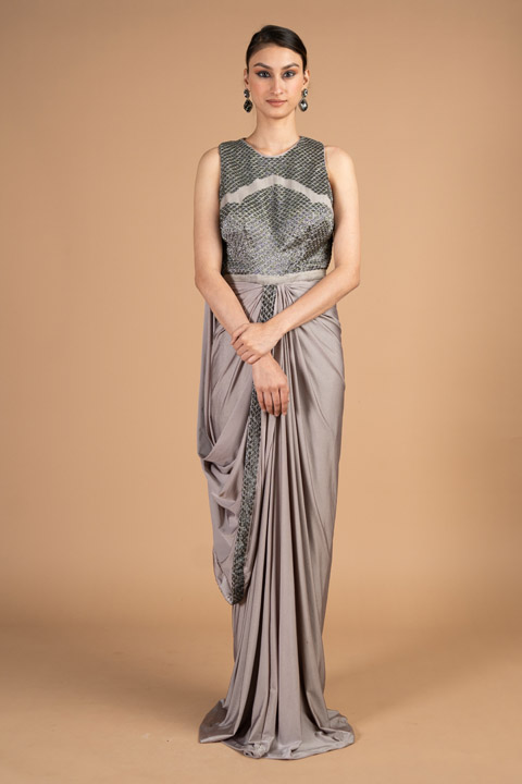 Grey Metallic Gown