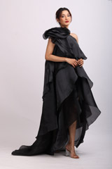 Black One Shoulder Asymmetrical GownIMG_8578