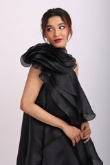 Black One Shoulder Asymmetrical GownIMG_8586