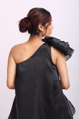 Black One Shoulder Asymmetrical GownIMG_8604