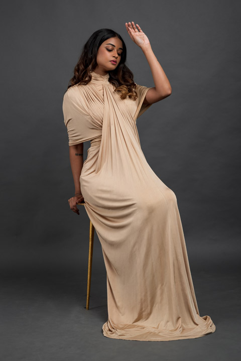 Beige Pleated Gown