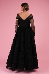 Black Frill Gown With Draped SleevesDSC02611