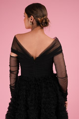 Black Frill Gown With Draped SleevesDSC02612