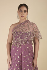 Purple One Shoulder Gown_DTR2496