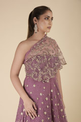 Purple One Shoulder Gown_DTR2498