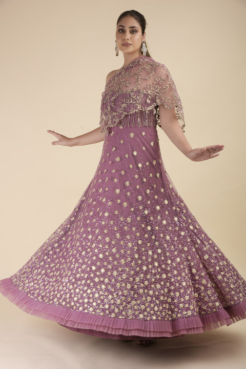 Purple One Shoulder Gown