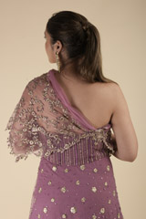 Purple One Shoulder Gown_DTR2502