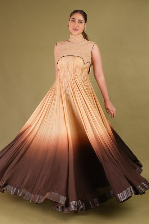 Blush Anarkali Suit With Applique Overlay