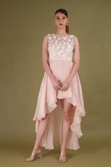 Pink High Low 3D Flower DressDSC09100