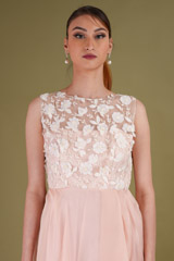 Pink High Low 3D Flower DressDSC09101