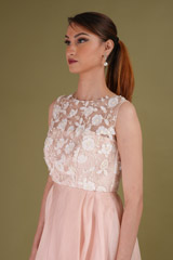 Pink High Low 3D Flower DressDSC09102