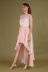 Pink High Low 3D Flower DressDSC09103
